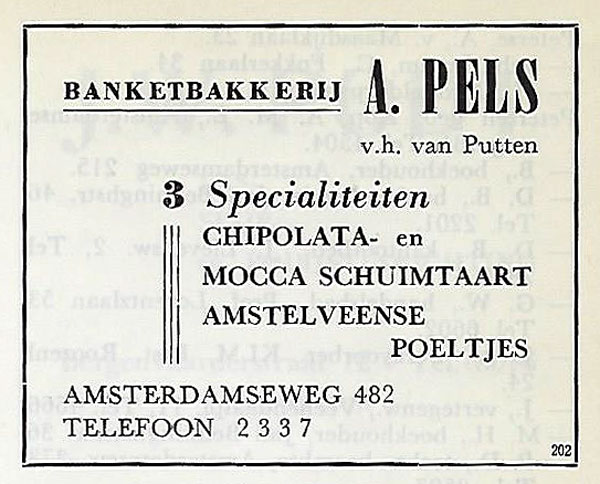 482 - Banketbakkerij A.Pels  voorheen van Putten