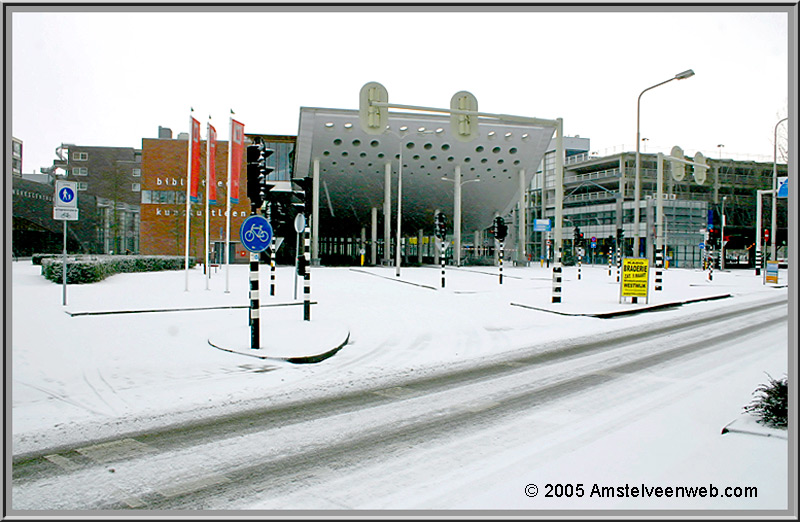 Stadshart in de sneeuw