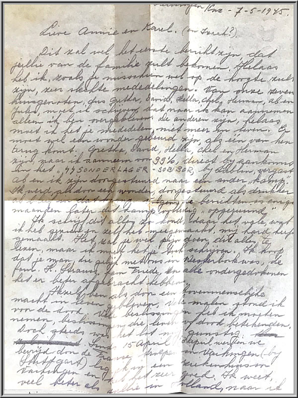 Brief uit 1945 vanJules Schelvis